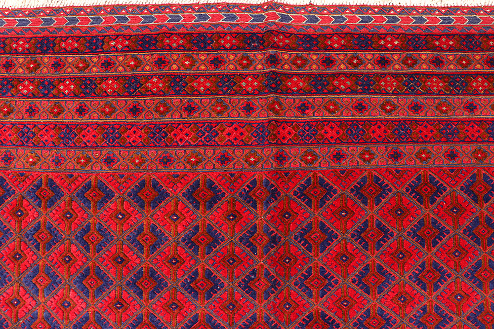 Dark Red Mashwani 6' 8 x 9' 6 - No. 64399 - ALRUG Rug Store