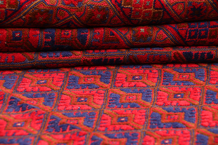 Dark Red Mashwani 6' 8 x 9' 6 - No. 64399 - ALRUG Rug Store