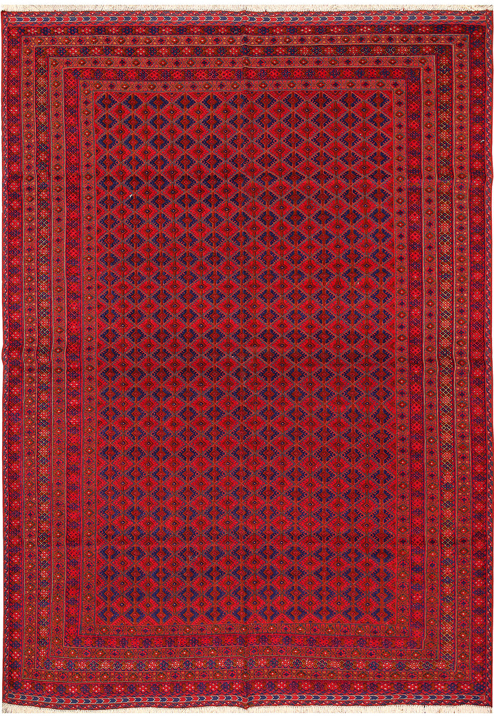 Dark Red Mashwani 6' 8 x 9' 6 - No. 64399 - ALRUG Rug Store