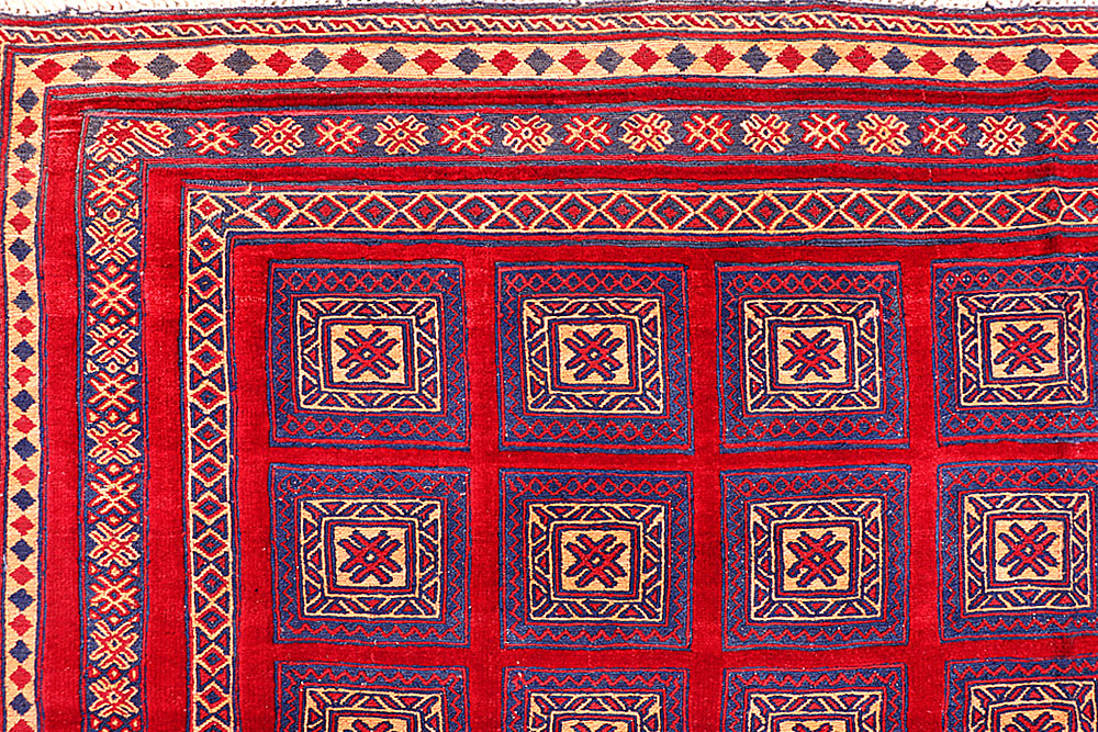Dark Red Mashwani 6' 9 x 8' 10 - No. 64400 - ALRUG Rug Store