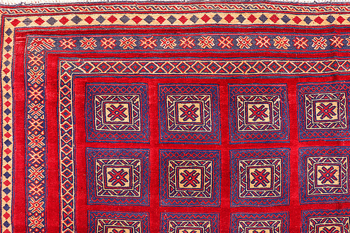 Dark Red Mashwani 6' 9 x 8' 10 - No. 64400 - ALRUG Rug Store