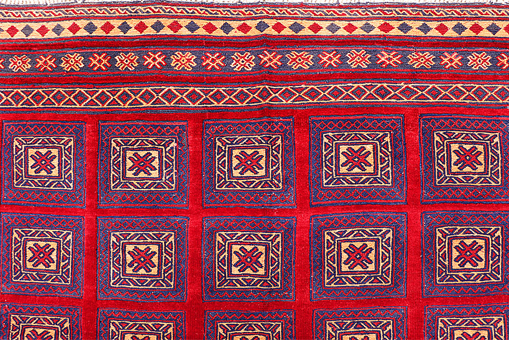 Dark Red Mashwani 6' 9 x 8' 10 - No. 64400 - ALRUG Rug Store