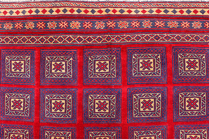 Dark Red Mashwani 6' 9 x 8' 10 - No. 64400 - ALRUG Rug Store