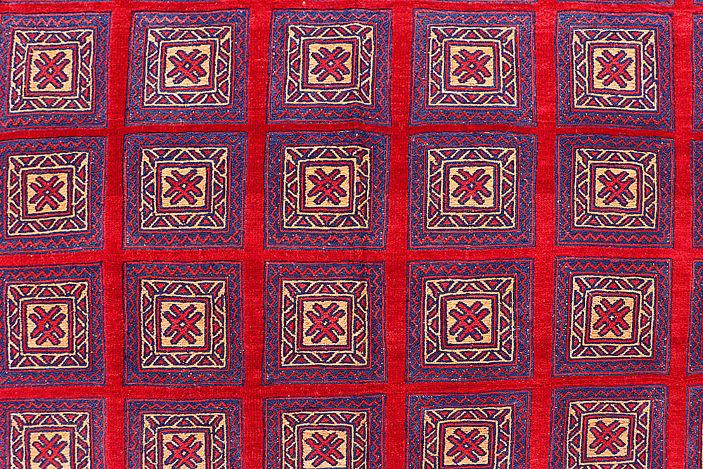 Dark Red Mashwani 6' 9 x 8' 10 - No. 64400 - ALRUG Rug Store