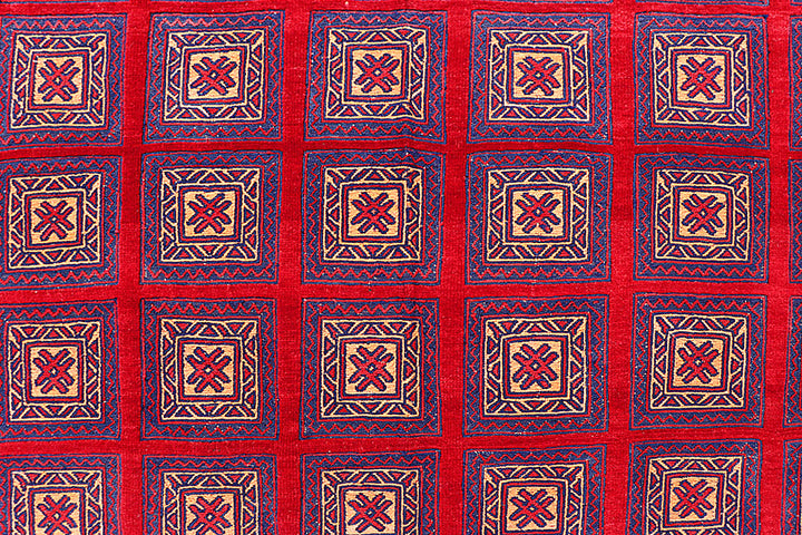 Dark Red Mashwani 6' 9 x 8' 10 - No. 64400 - ALRUG Rug Store