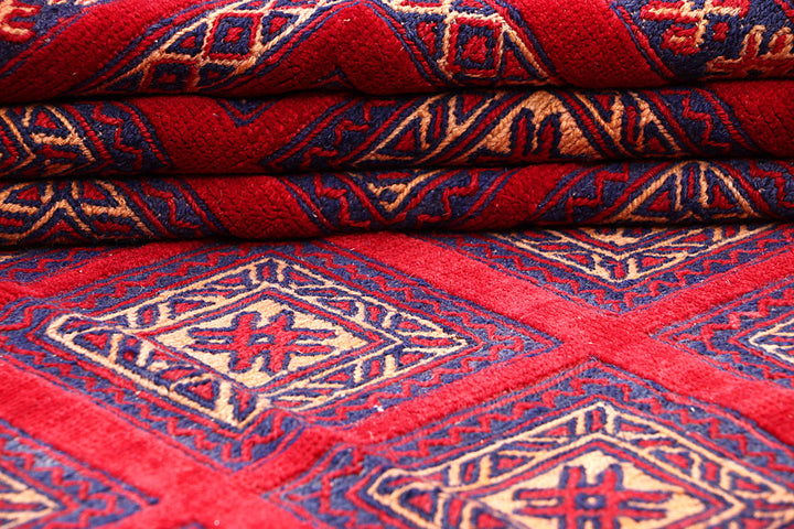 Dark Red Mashwani 6' 9 x 8' 10 - No. 64400 - ALRUG Rug Store