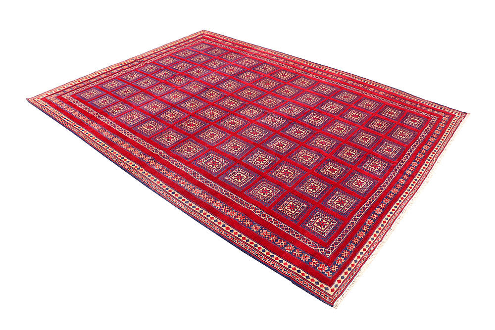 Dark Red Mashwani 6' 9 x 8' 10 - No. 64400 - ALRUG Rug Store