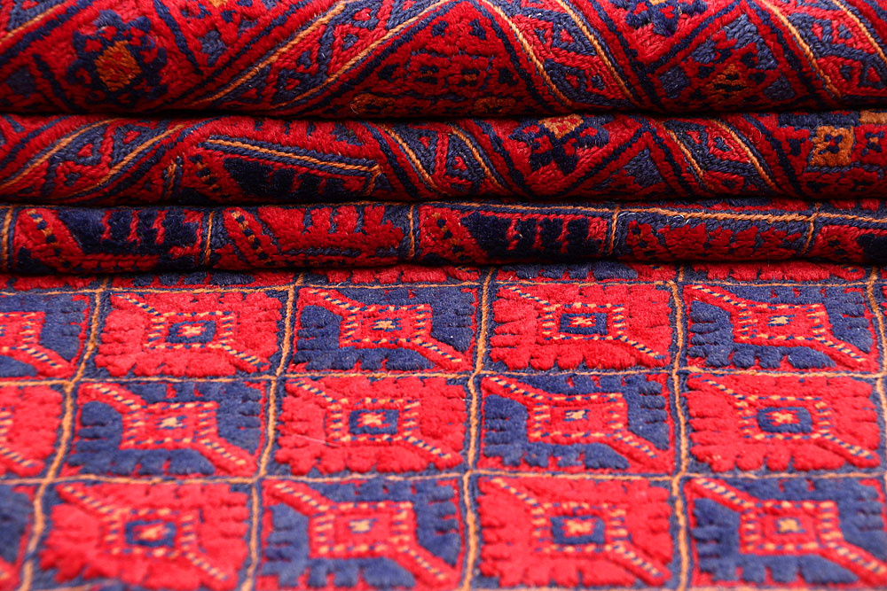 Dark Red Mashwani 7' 2 x 9' 4 - No. 64401 - ALRUG Rug Store