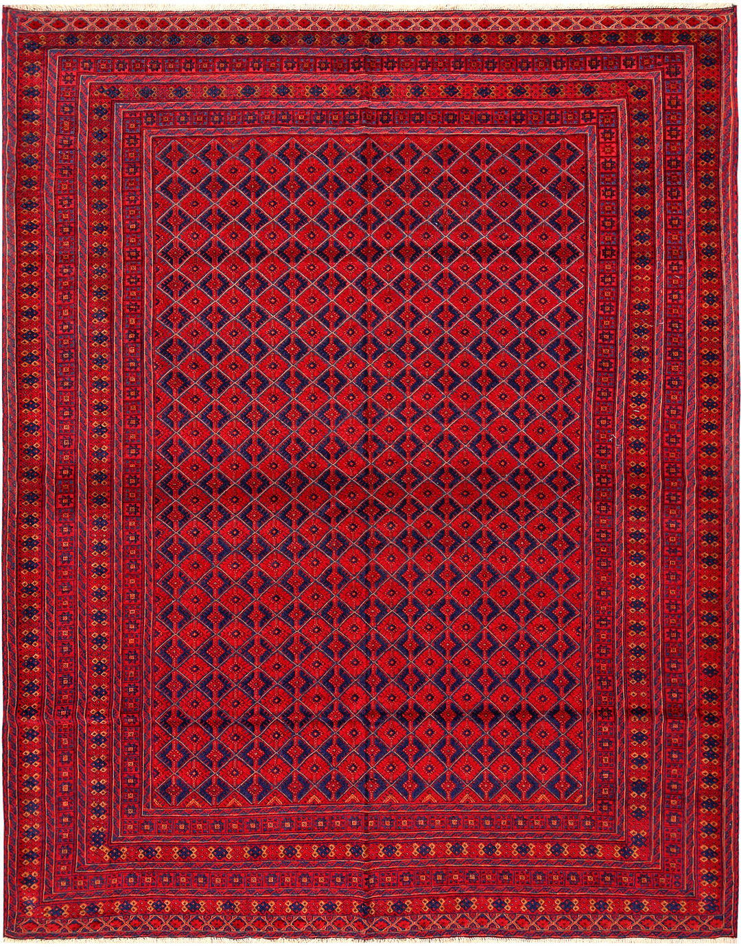 Dark Red Mashwani 7' 2 x 9' 4 - No. 64401 - ALRUG Rug Store