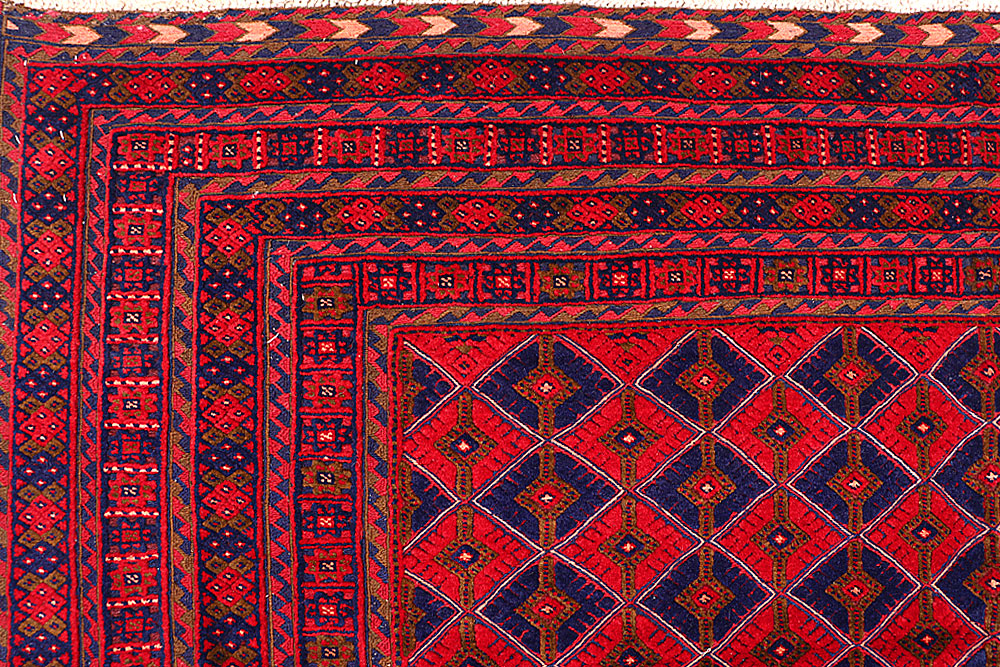 Dark Red Mashwani 6' 8 x 9' 1 - No. 64402 - ALRUG Rug Store