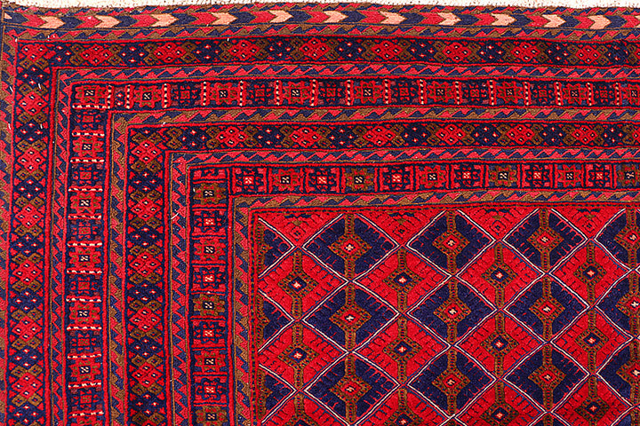 Dark Red Mashwani 6' 8 x 9' 1 - No. 64402 - ALRUG Rug Store