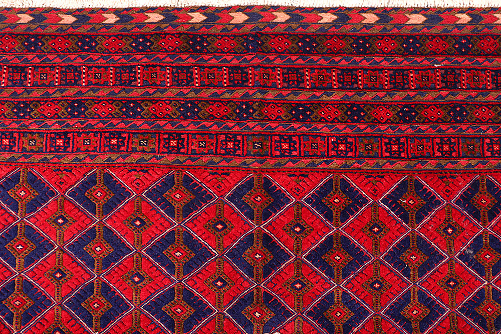 Dark Red Mashwani 6' 8 x 9' 1 - No. 64402 - ALRUG Rug Store