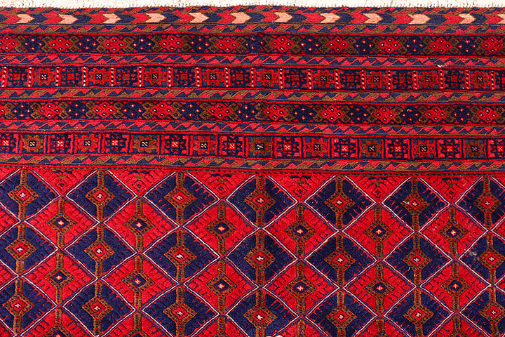 Dark Red Mashwani 6' 8 x 9' 1 - No. 64402 - ALRUG Rug Store