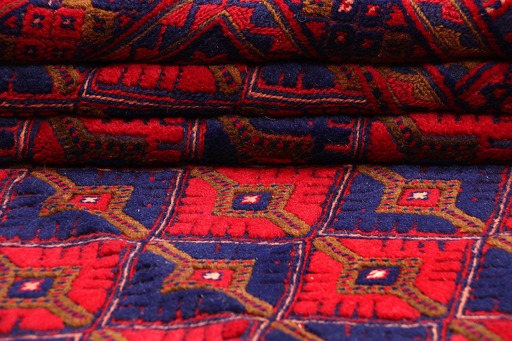 Dark Red Mashwani 6' 8 x 9' 1 - No. 64402 - ALRUG Rug Store