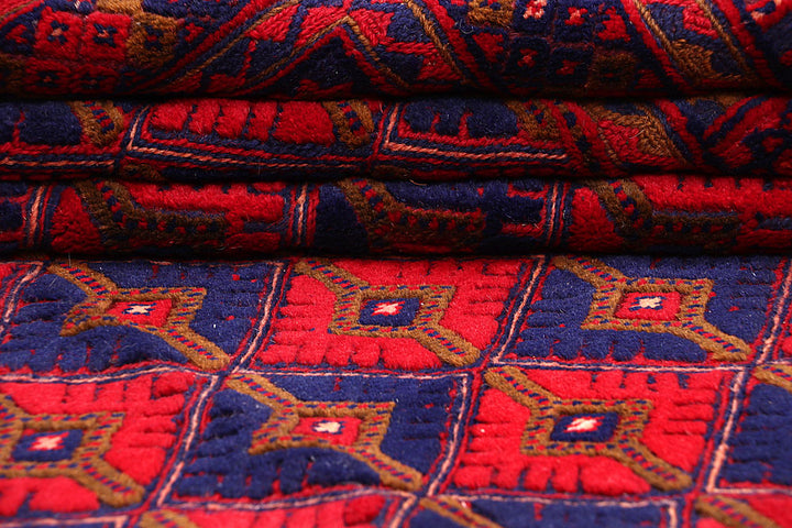 Dark Red Mashwani 6' 8 x 9' 1 - No. 64402 - ALRUG Rug Store