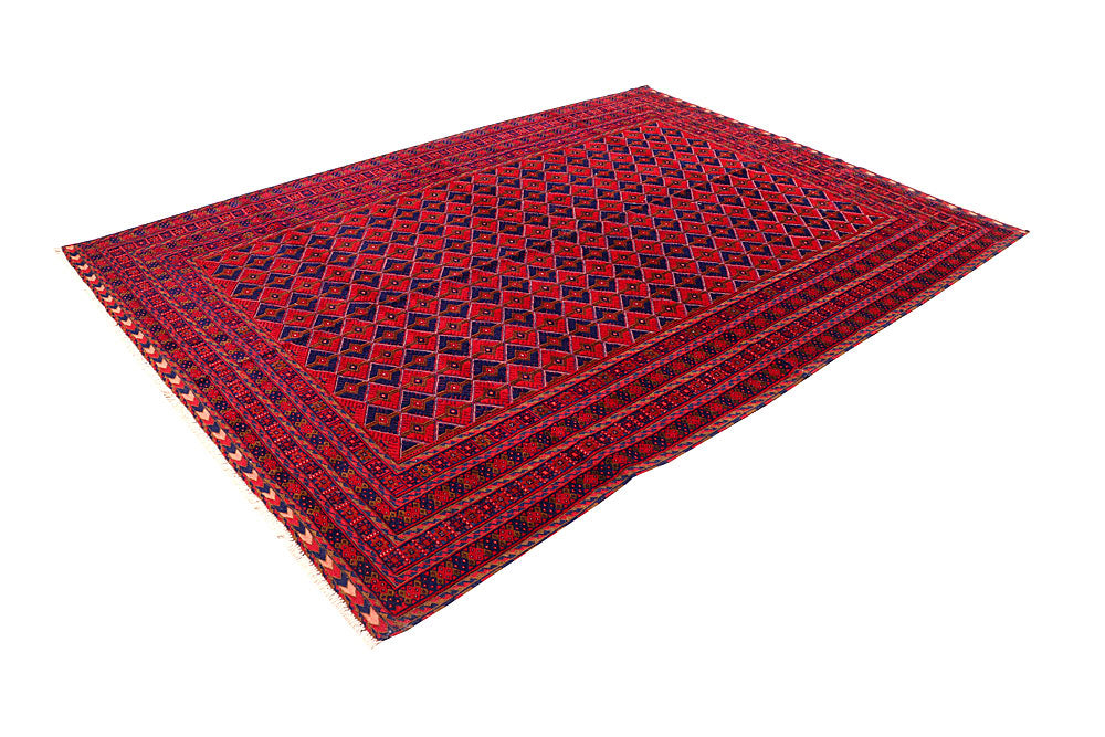 Dark Red Mashwani 6' 8 x 9' 1 - No. 64402 - ALRUG Rug Store