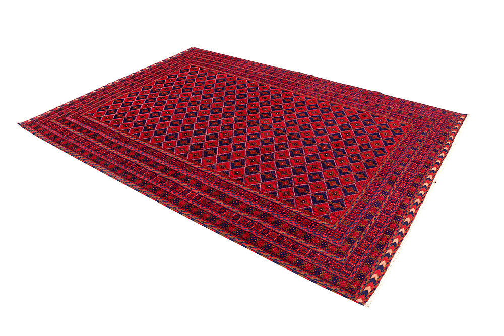 Dark Red Mashwani 6' 8 x 9' 1 - No. 64402 - ALRUG Rug Store