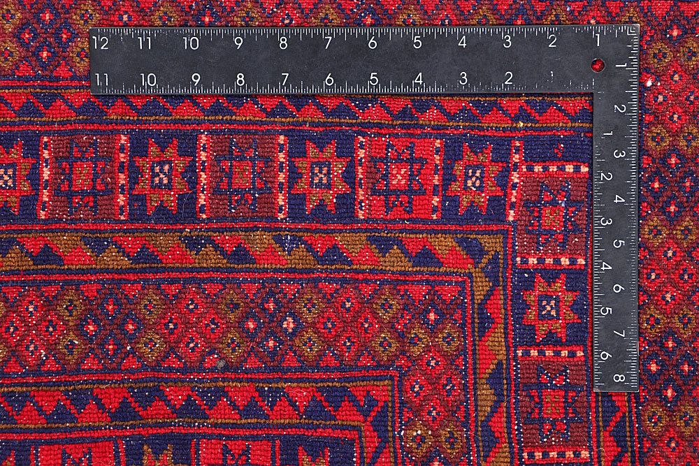 Dark Red Mashwani 6' 8 x 9' 1 - No. 64402 - ALRUG Rug Store