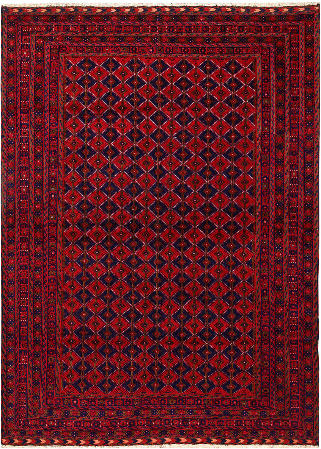 Dark Red Mashwani 6' 8 x 9' 1 - No. 64402 - ALRUG Rug Store