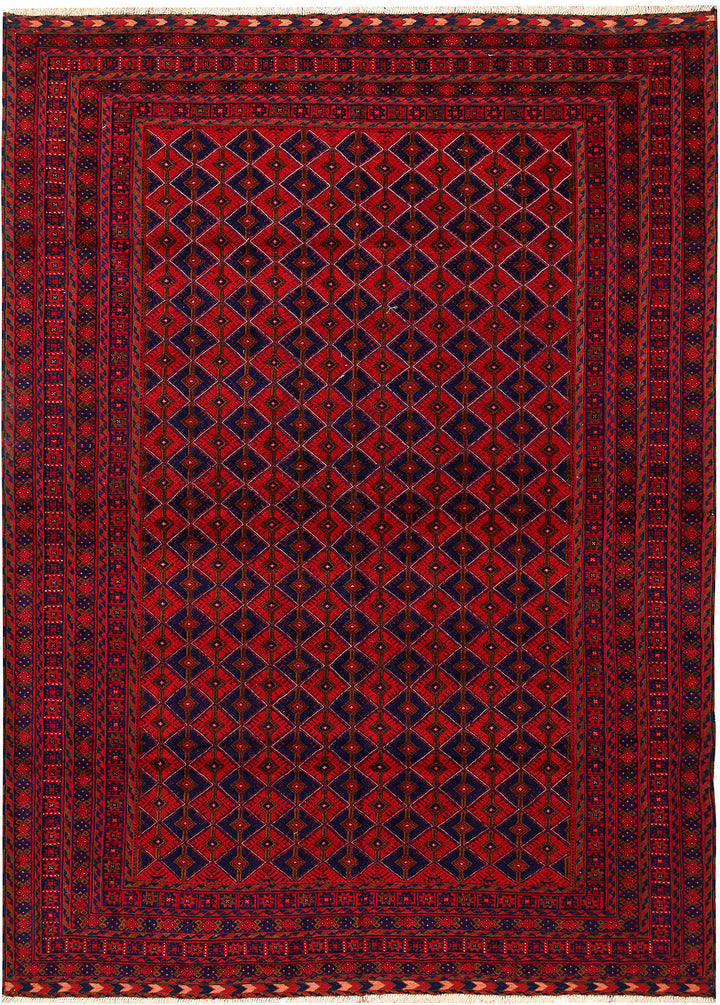 Dark Red Mashwani 6' 8 x 9' 1 - No. 64402 - ALRUG Rug Store