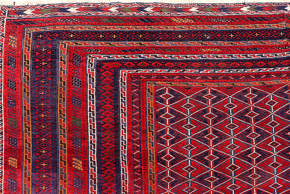 Dark Red Mashwani 6' 8 x 8' 8 - No. 64403 - ALRUG Rug Store