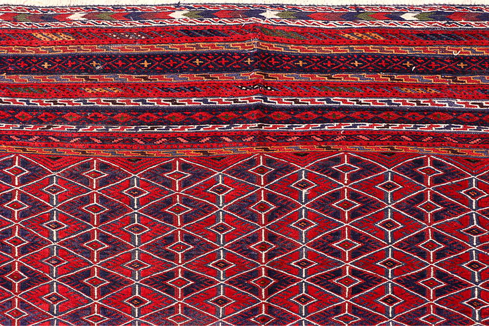 Dark Red Mashwani 6' 8 x 8' 8 - No. 64403 - ALRUG Rug Store