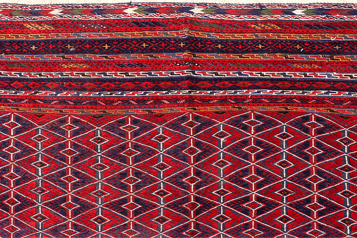 Dark Red Mashwani 6' 8 x 8' 8 - No. 64403 - ALRUG Rug Store