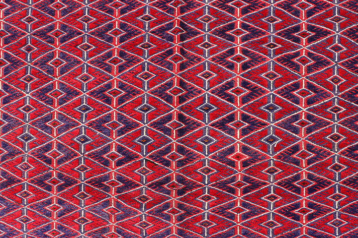 Dark Red Mashwani 6' 8 x 8' 8 - No. 64403 - ALRUG Rug Store