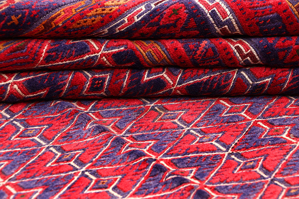 Dark Red Mashwani 6' 8 x 8' 8 - No. 64403 - ALRUG Rug Store