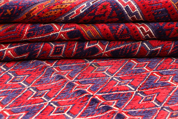 Dark Red Mashwani 6' 8 x 8' 8 - No. 64403 - ALRUG Rug Store