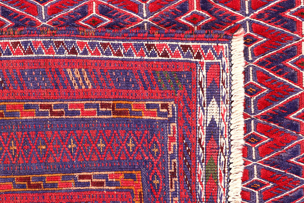 Dark Red Mashwani 6' 8 x 8' 8 - No. 64403 - ALRUG Rug Store