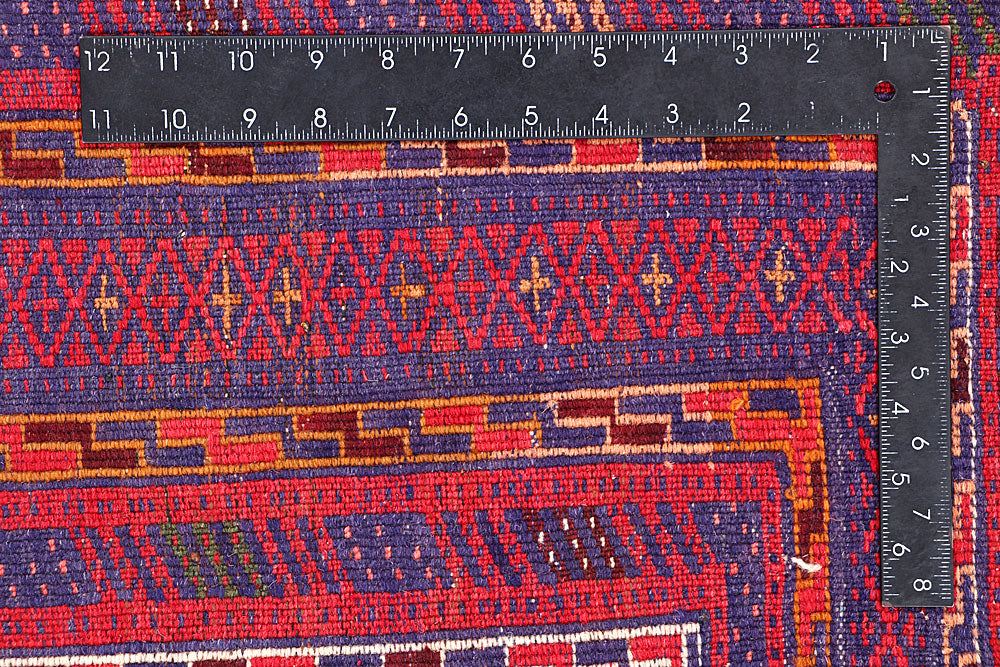 Dark Red Mashwani 6' 8 x 8' 8 - No. 64403 - ALRUG Rug Store