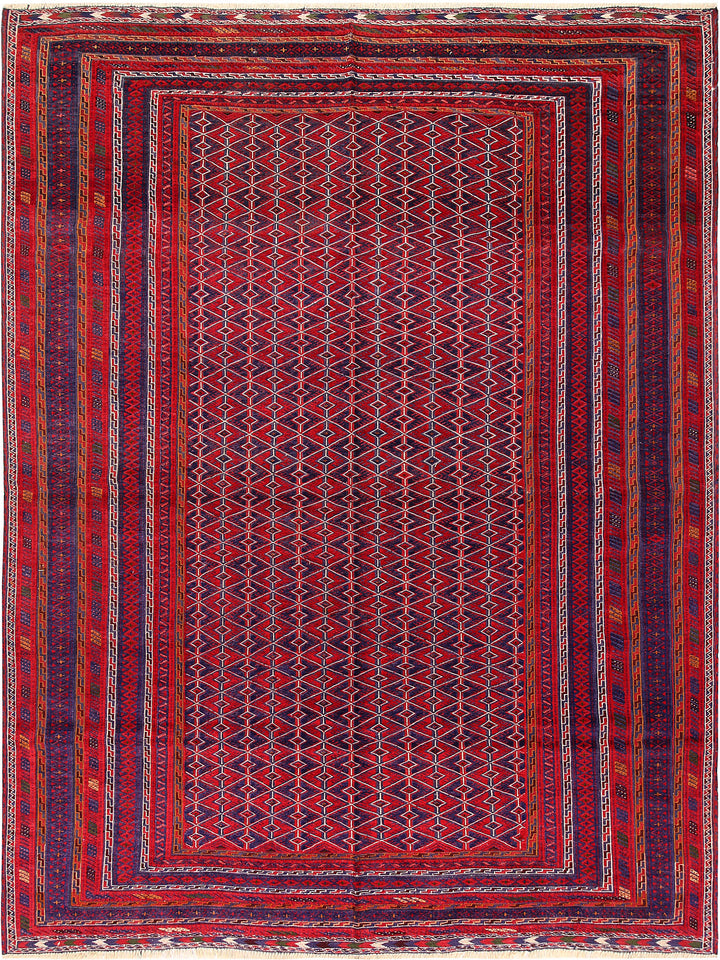 Dark Red Mashwani 6' 8 x 8' 8 - No. 64403 - ALRUG Rug Store