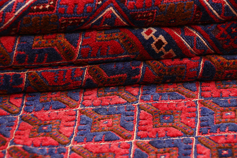 Dark Red Mashwani 6' 6 x 9' 1 - No. 64406 - ALRUG Rug Store