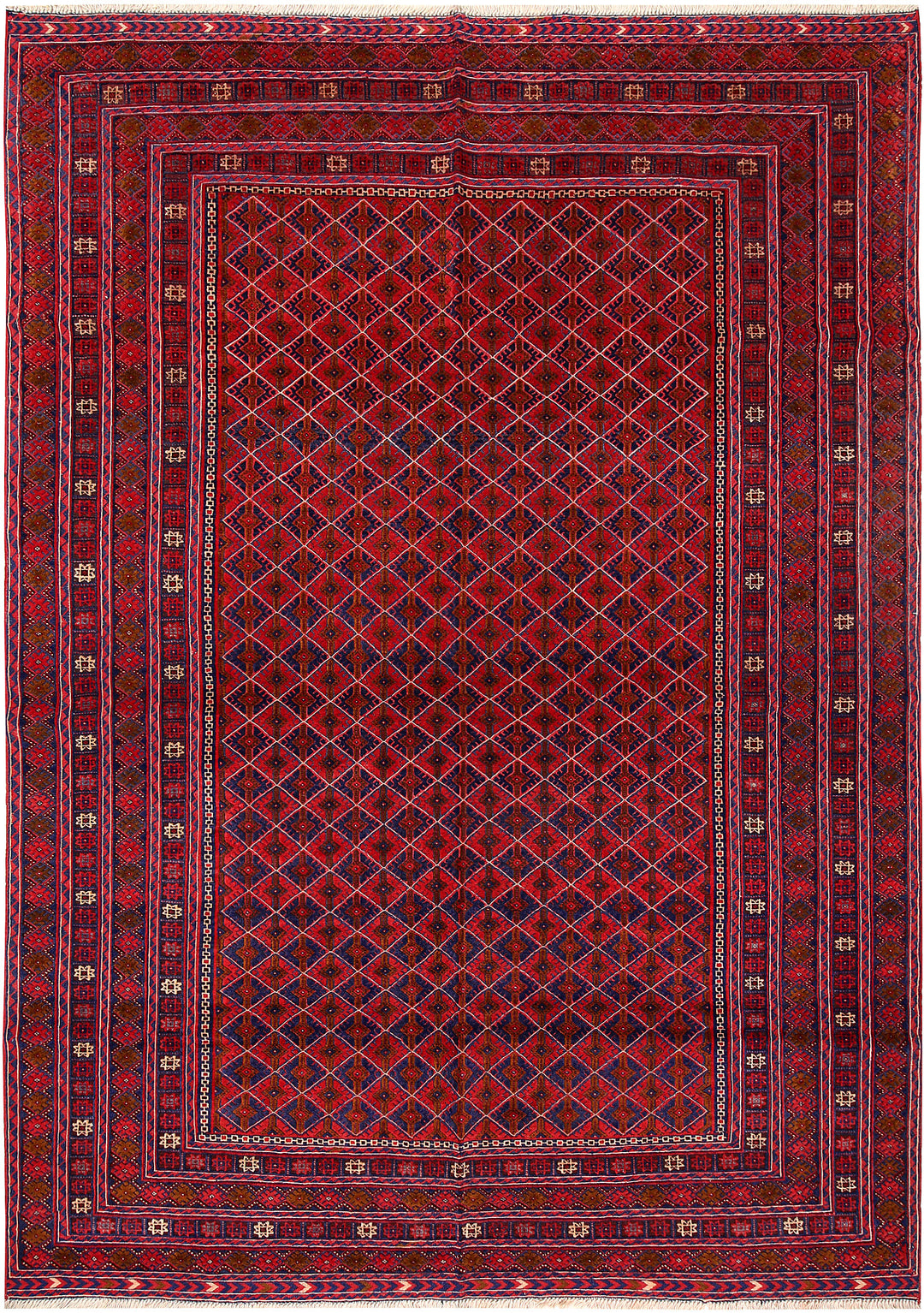 Dark Red Mashwani 6' 6 x 9' 1 - No. 64406 - ALRUG Rug Store