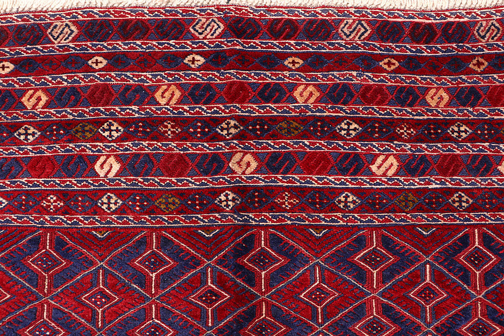 Dark Red Mashwani 6' 9 x 8' 10 - No. 64407 - ALRUG Rug Store