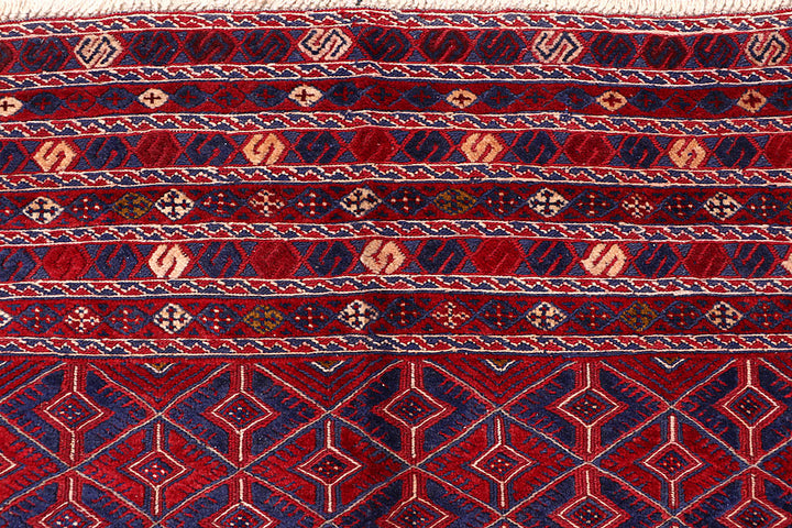 Dark Red Mashwani 6' 9 x 8' 10 - No. 64407 - ALRUG Rug Store