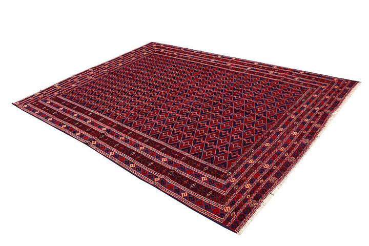 Dark Red Mashwani 6' 9 x 8' 10 - No. 64407 - ALRUG Rug Store