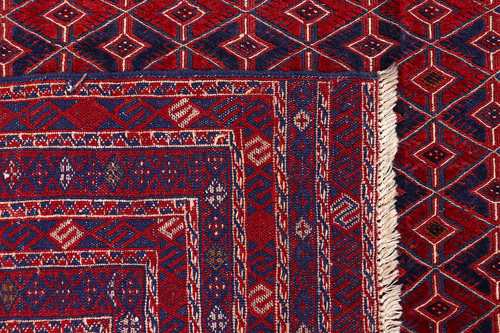 Dark Red Mashwani 6' 9 x 8' 10 - No. 64407 - ALRUG Rug Store