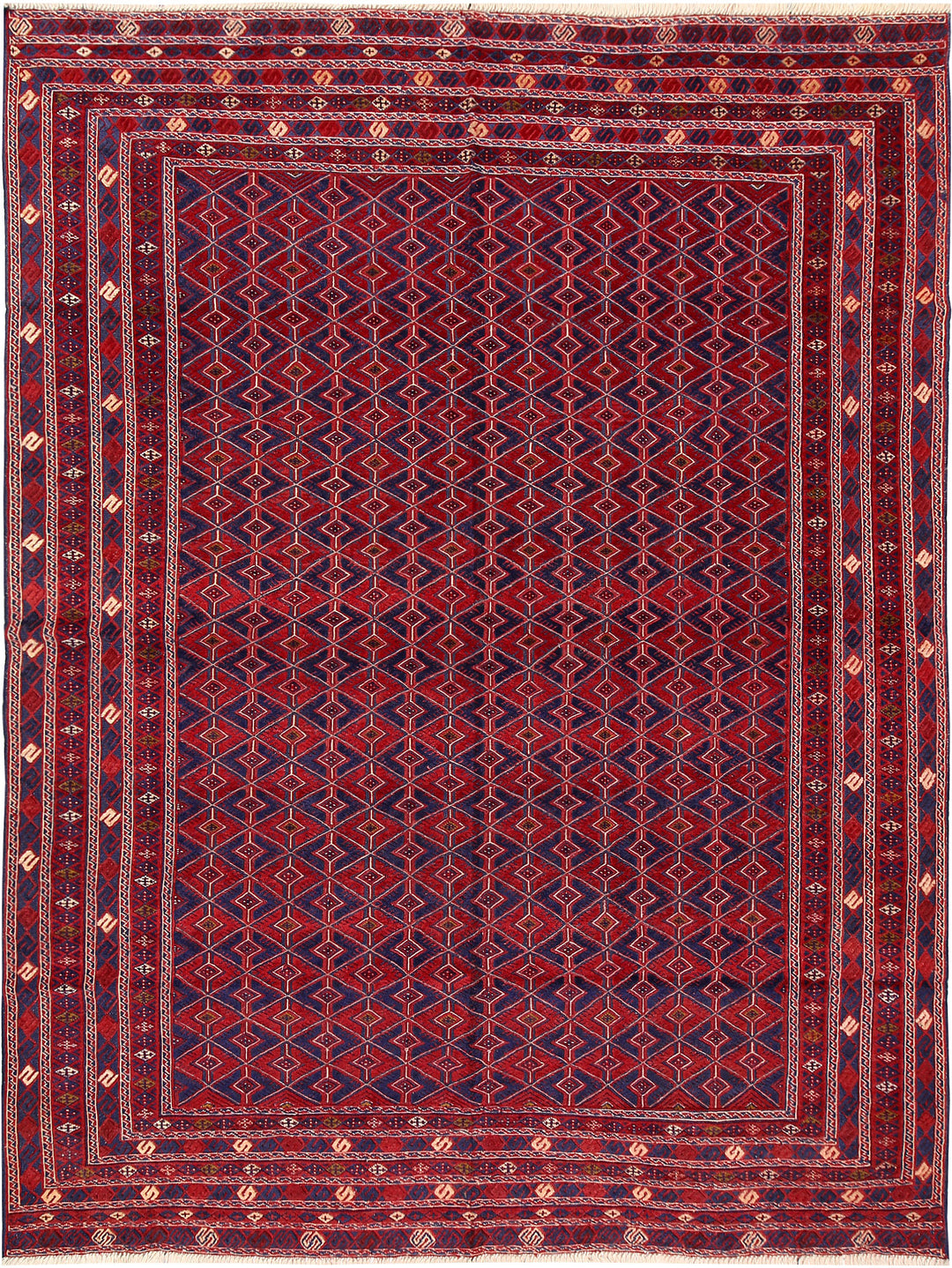 Dark Red Mashwani 6' 9 x 8' 10 - No. 64407 - ALRUG Rug Store