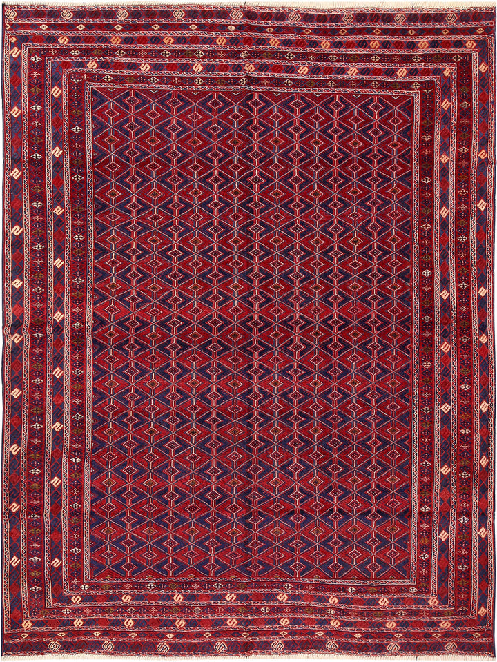 Dark Red Mashwani 6' 9 x 8' 10 - No. 64407 - ALRUG Rug Store
