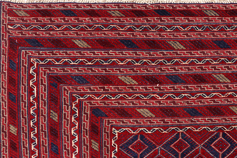 Dark Red Mashwani 6' 8 x 8' 11 - No. 64411 - ALRUG Rug Store