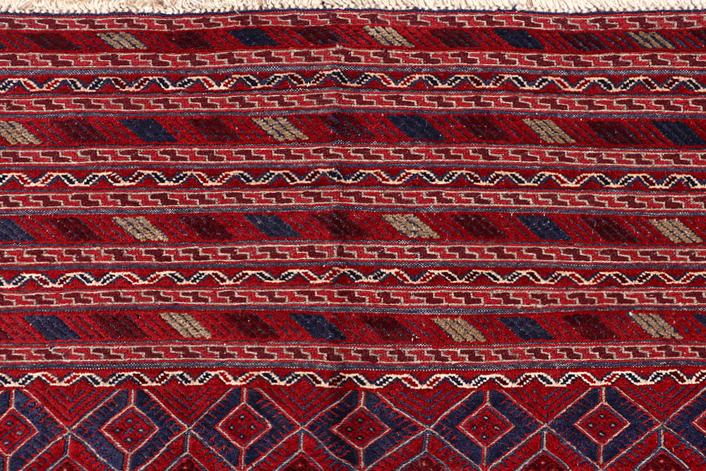 Dark Red Mashwani 6' 8 x 8' 11 - No. 64411 - ALRUG Rug Store