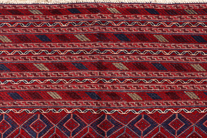 Dark Red Mashwani 6' 8 x 8' 11 - No. 64411 - ALRUG Rug Store