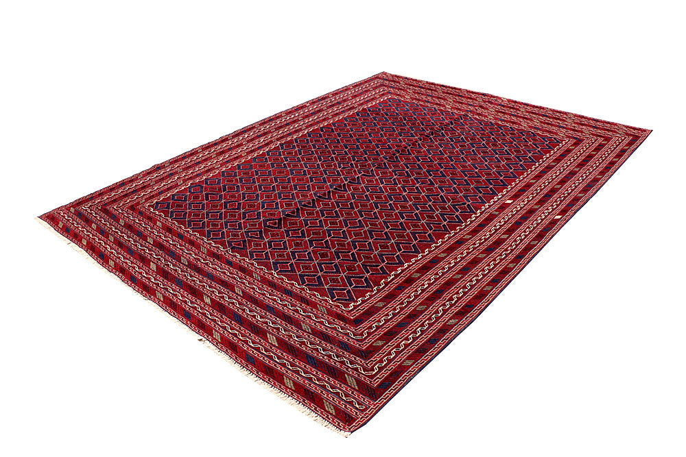 Dark Red Mashwani 6' 8 x 8' 11 - No. 64411 - ALRUG Rug Store