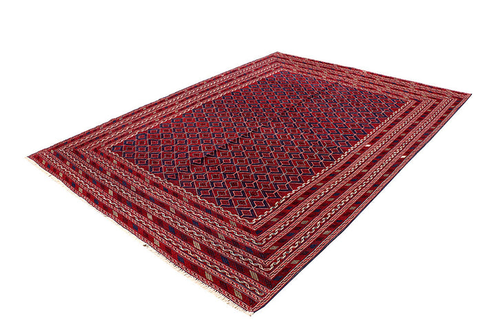 Dark Red Mashwani 6' 8 x 8' 11 - No. 64411 - ALRUG Rug Store