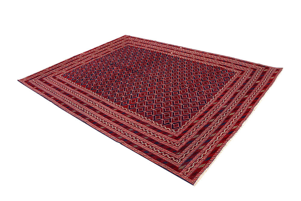 Dark Red Mashwani 6' 8 x 8' 11 - No. 64411 - ALRUG Rug Store