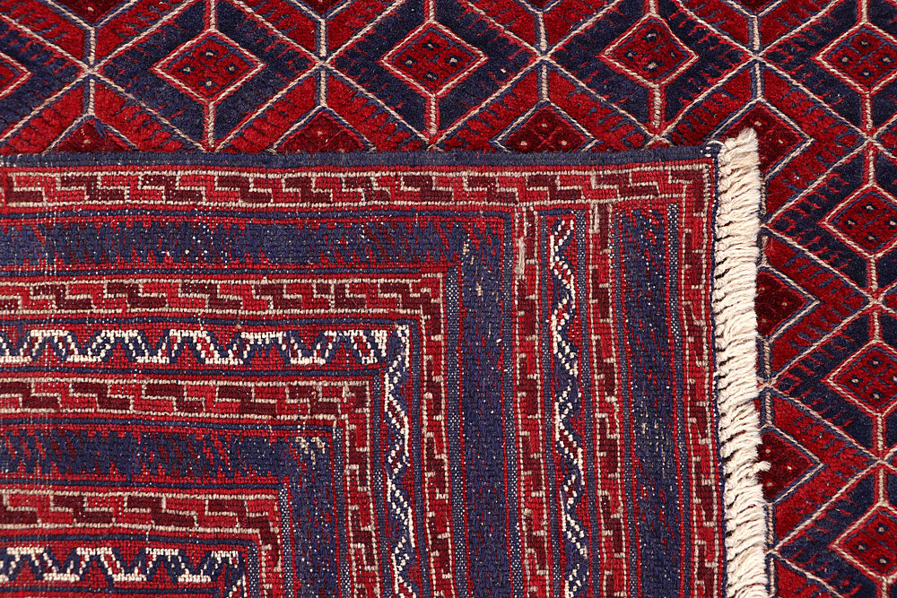Dark Red Mashwani 6' 8 x 8' 11 - No. 64411 - ALRUG Rug Store