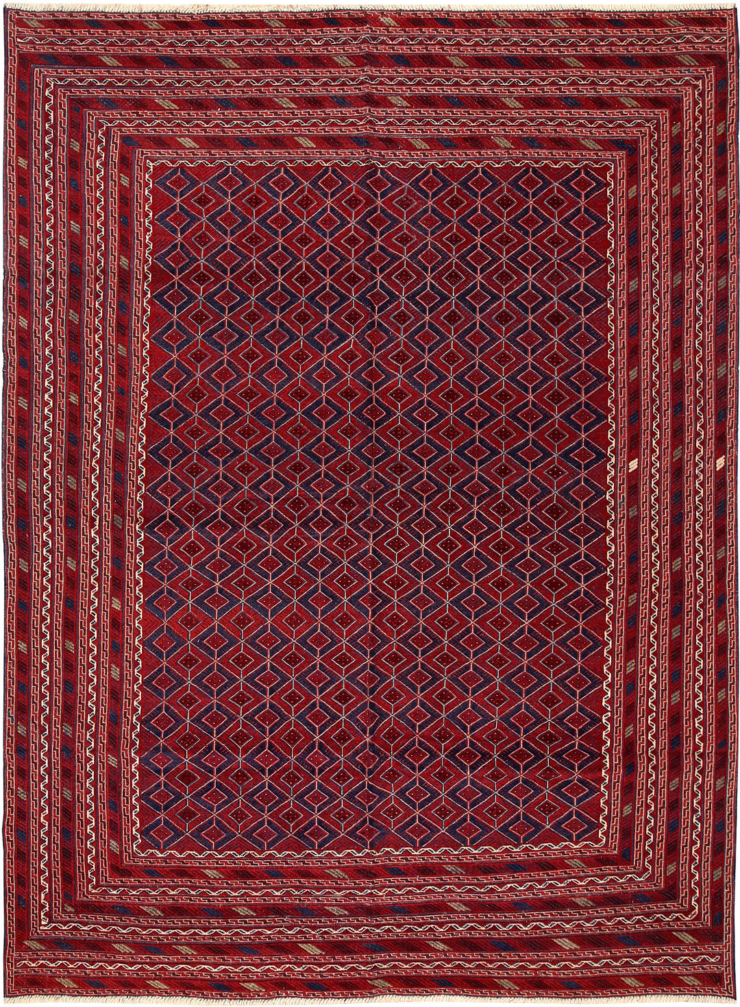 Dark Red Mashwani 6' 8 x 8' 11 - No. 64411 - ALRUG Rug Store