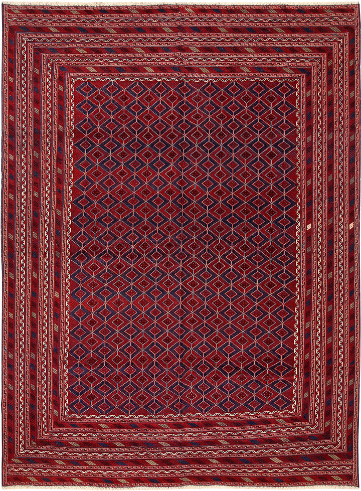 Dark Red Mashwani 6' 8 x 8' 11 - No. 64411 - ALRUG Rug Store